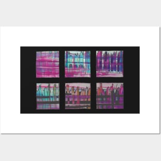 Liminal Space in Pink, Teal and Purple through 6 windows Posters and Art